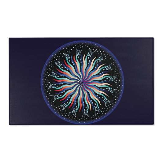 Area Rugs Kukloso Mandala No 5 Radiating Multicolors on Navy - Free Shipping