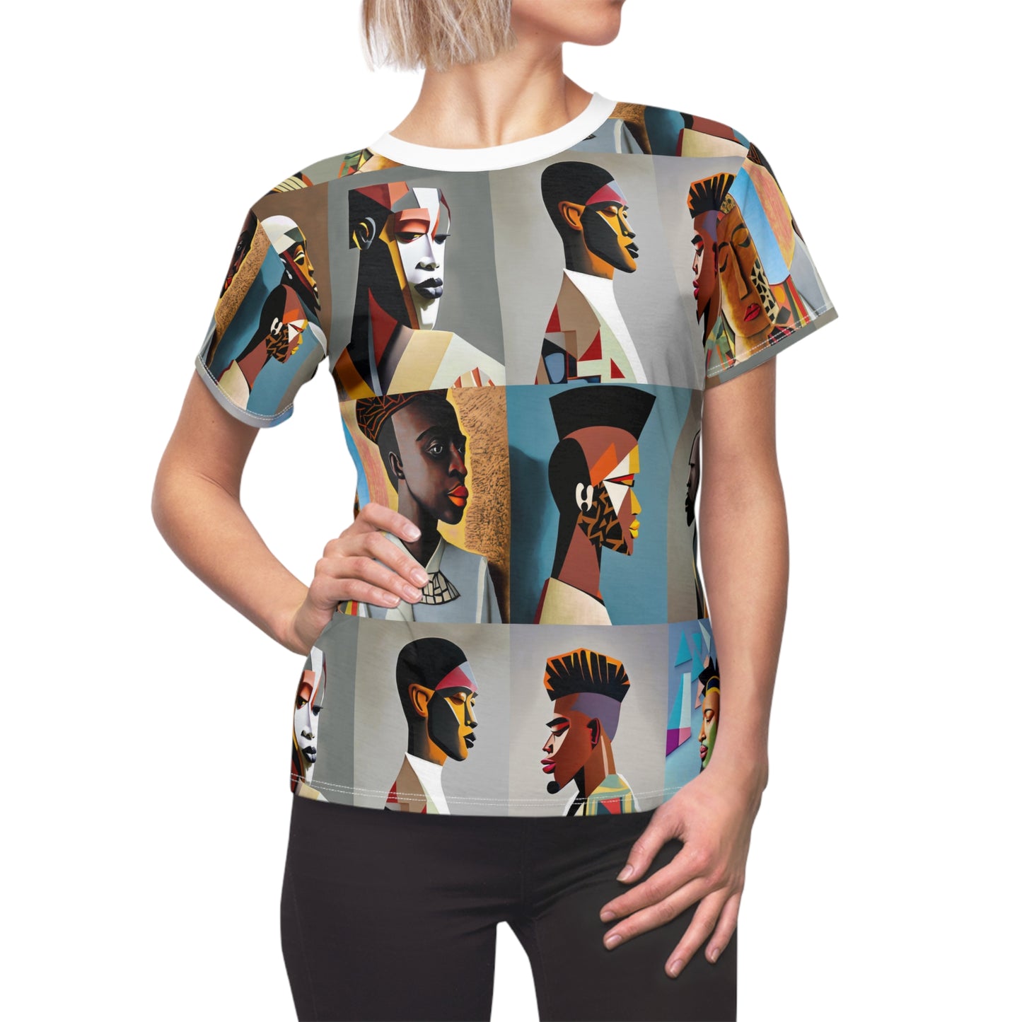 Women's Cut & Sew Tee (AOP) Kukloso Cubist Faces No 22 - Free Shipping