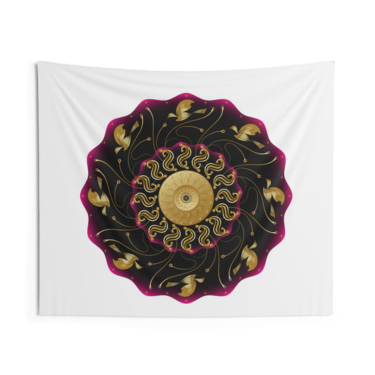 Indoor Wall Tapestries Kukloso OVC No 4166 Complex Mandala - Gold & Purple - Free Shipping