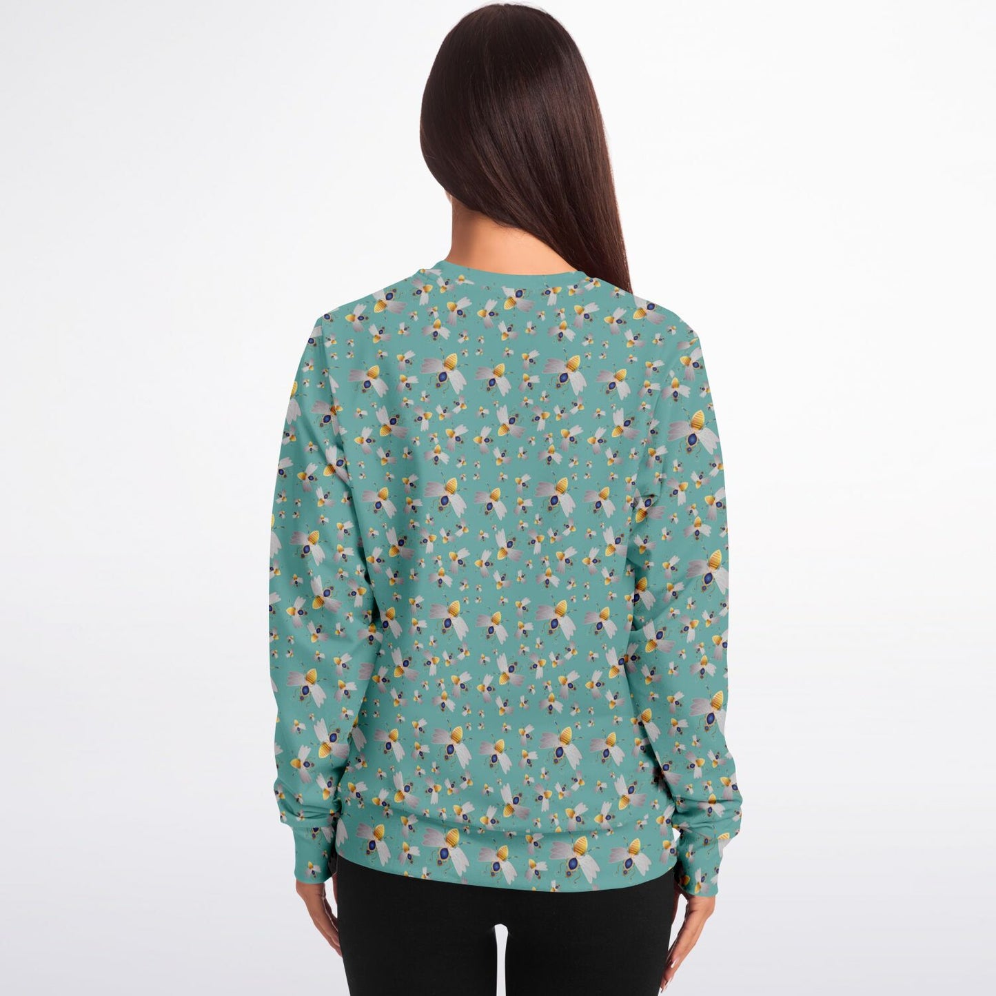 Athletic Sweatshirt - AOP  Kukloso Queen Bee on Blue-Green - Free Shipping