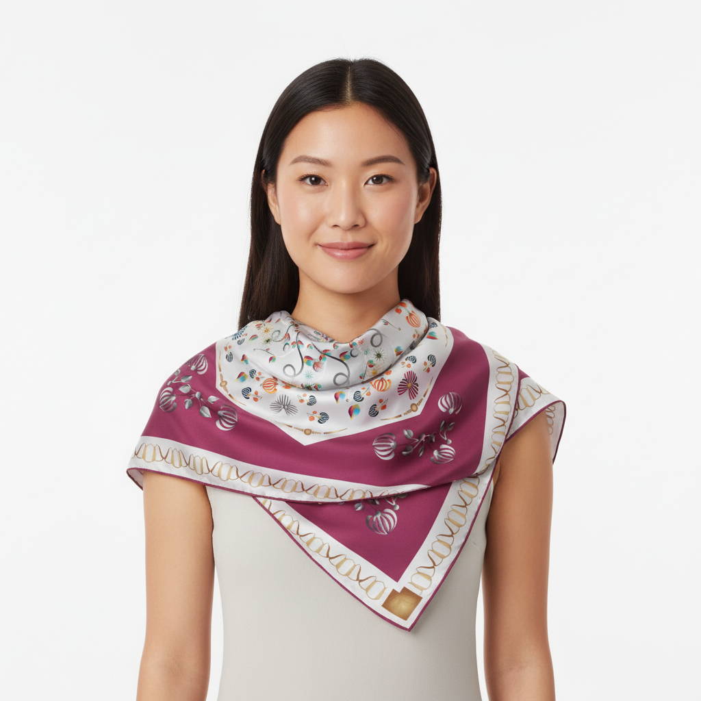 100% Silk Charmeuse Square Scarf Abstract Florals No 4