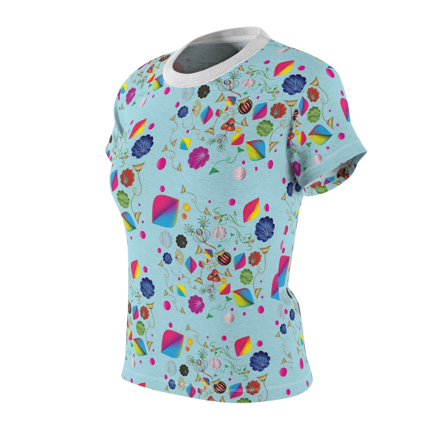 Women's Cut & Sew Tee (AOP) Kukloso Abstractical No 24 Aqua - Free Shipping