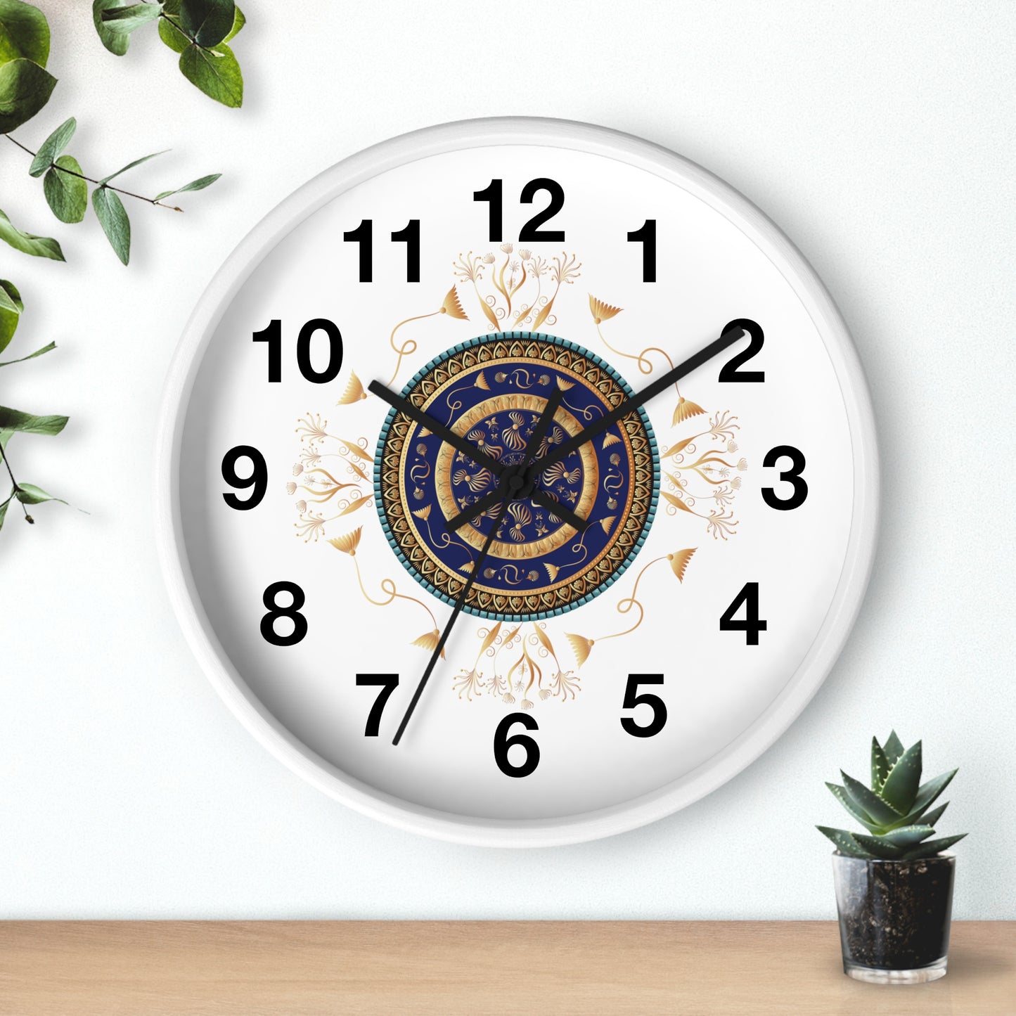 Wall Clock Kukloso Mandala No 151 Gold & Navy - Free Shipping