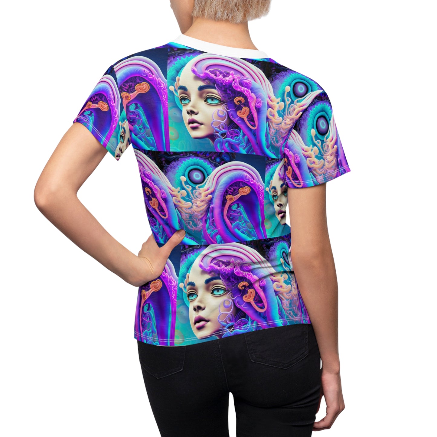 Women's Cut & Sew Tee (AOP) Kukloso Space Face No 1 Large Pattern - Free Shipping