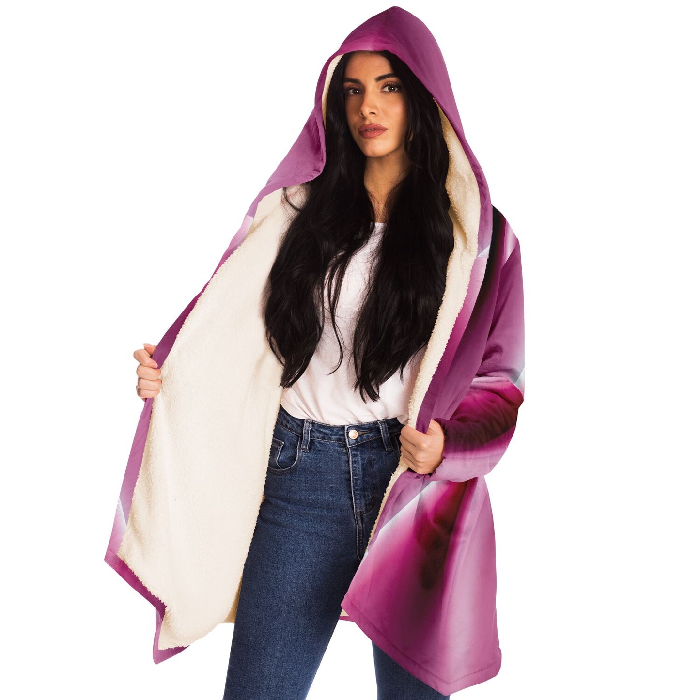 Microfleece Cloak - AOP Kukloso Color Flow series No 4 Rose-Pink _ Free Shipping