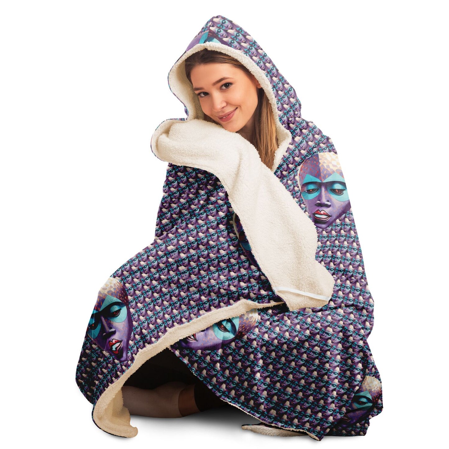 Hooded Blanket - AOP Kukloso Space Faces No 22 A - Free Shipping