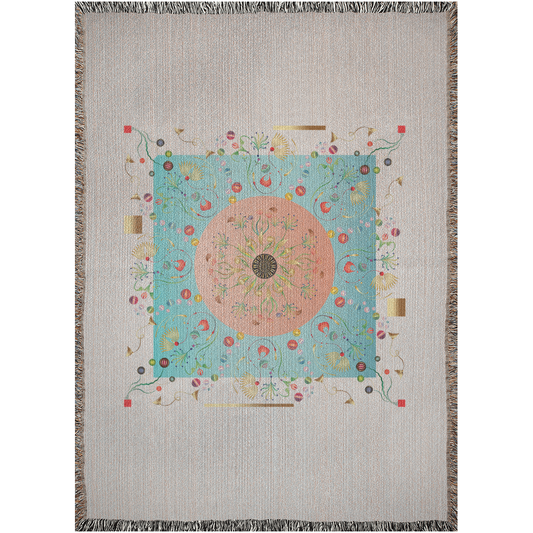 Woven Blankets Kukloso  Mandala Kuklos No 4390 Aqua - Free Shipping