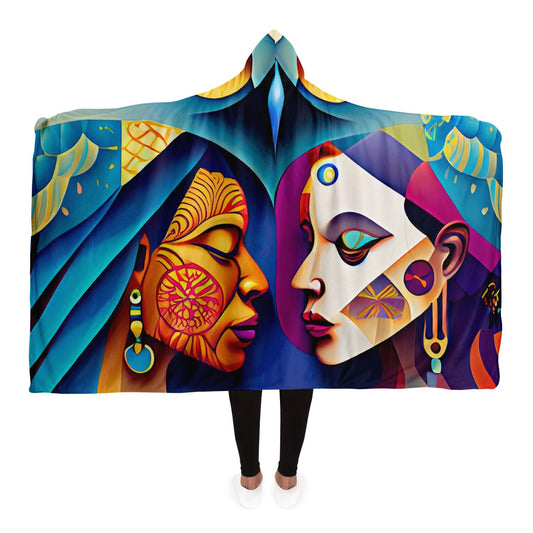 Hooded Blanket - AOP Kukloso Cubist Faces No 3 - Free Shipping