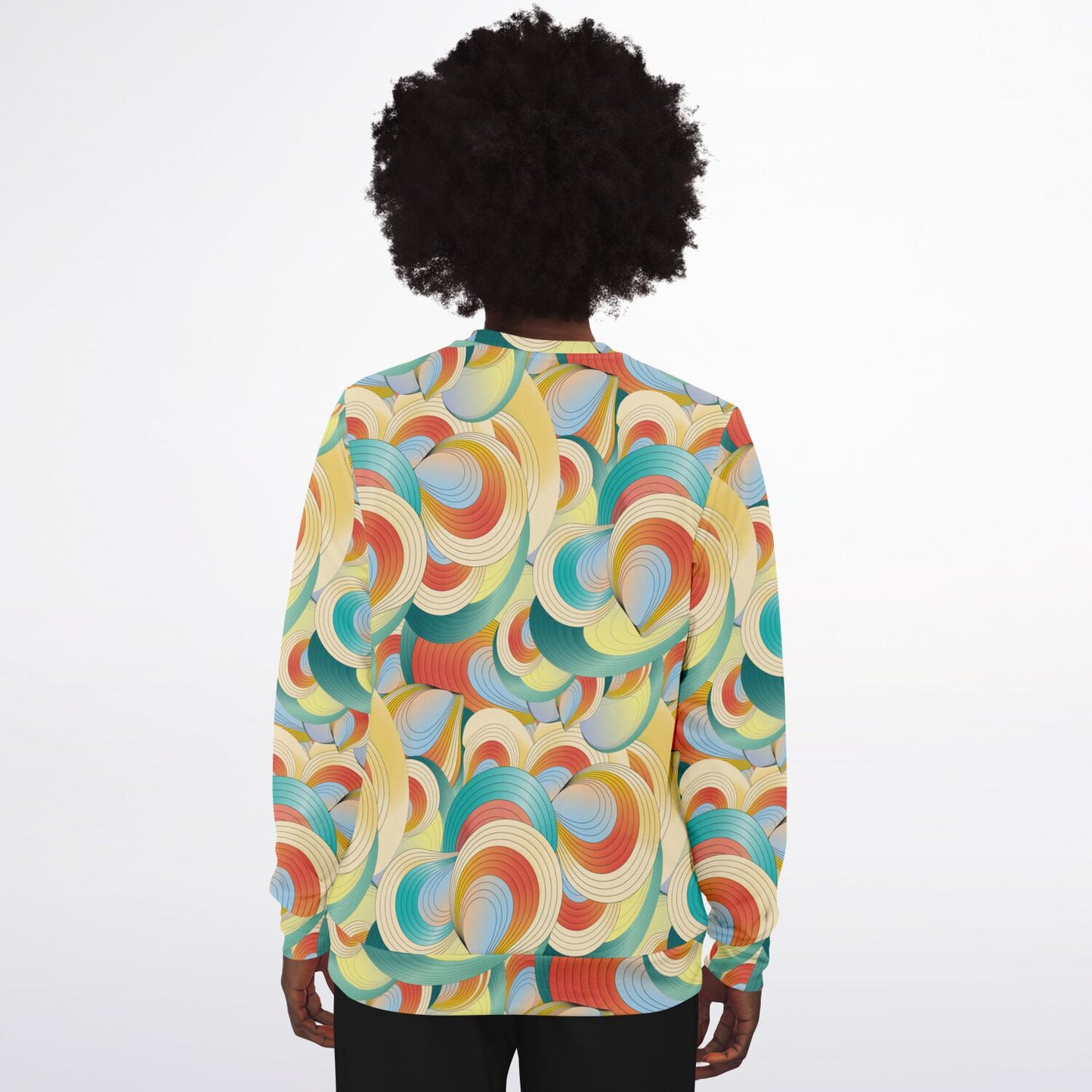 Athletic Sweatshirt - AOP  Kukloso Ice Cream Swirls No 60 Yellow, Aqua, Orange - Free Shipping