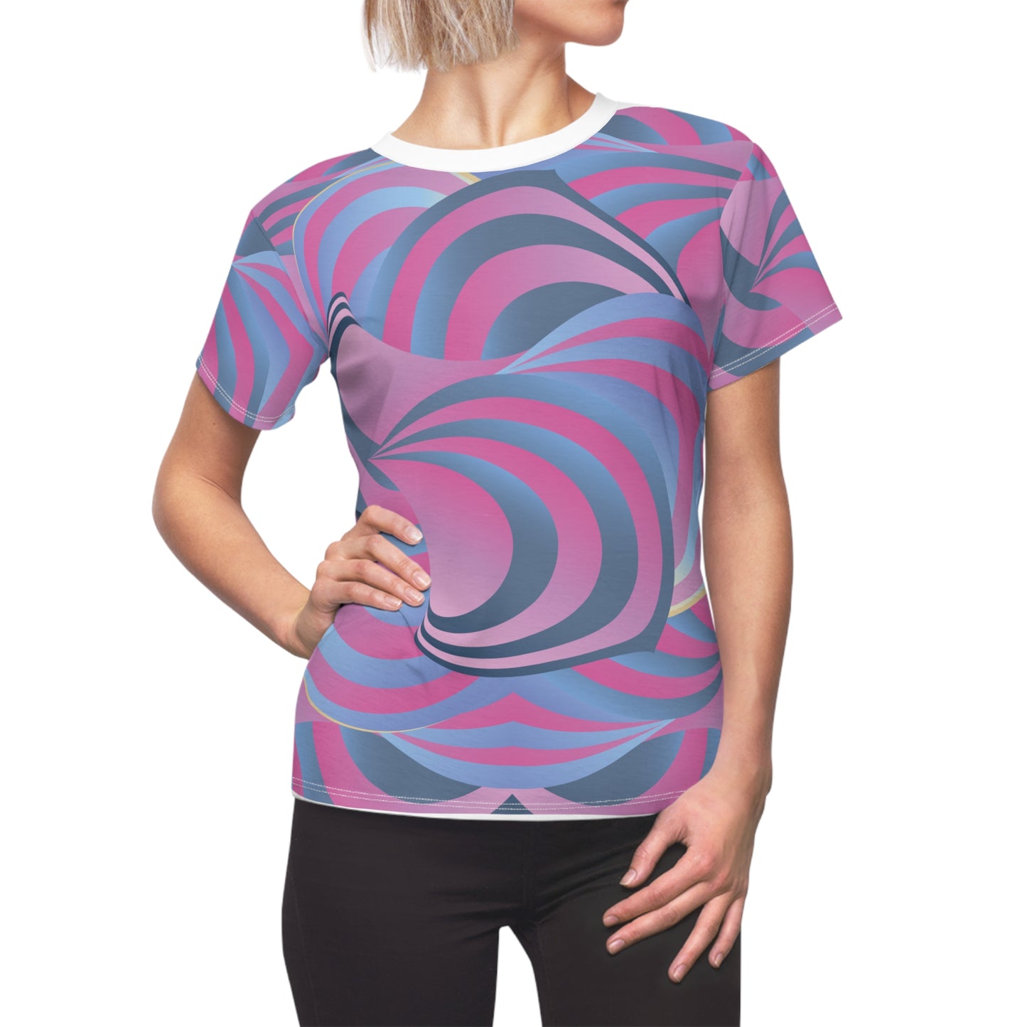 Women's Cut & Sew Tee (AOP) Kukloso MD Ice Cream Swirls No 4 - Pink & Silver-Blue - Free Shipping