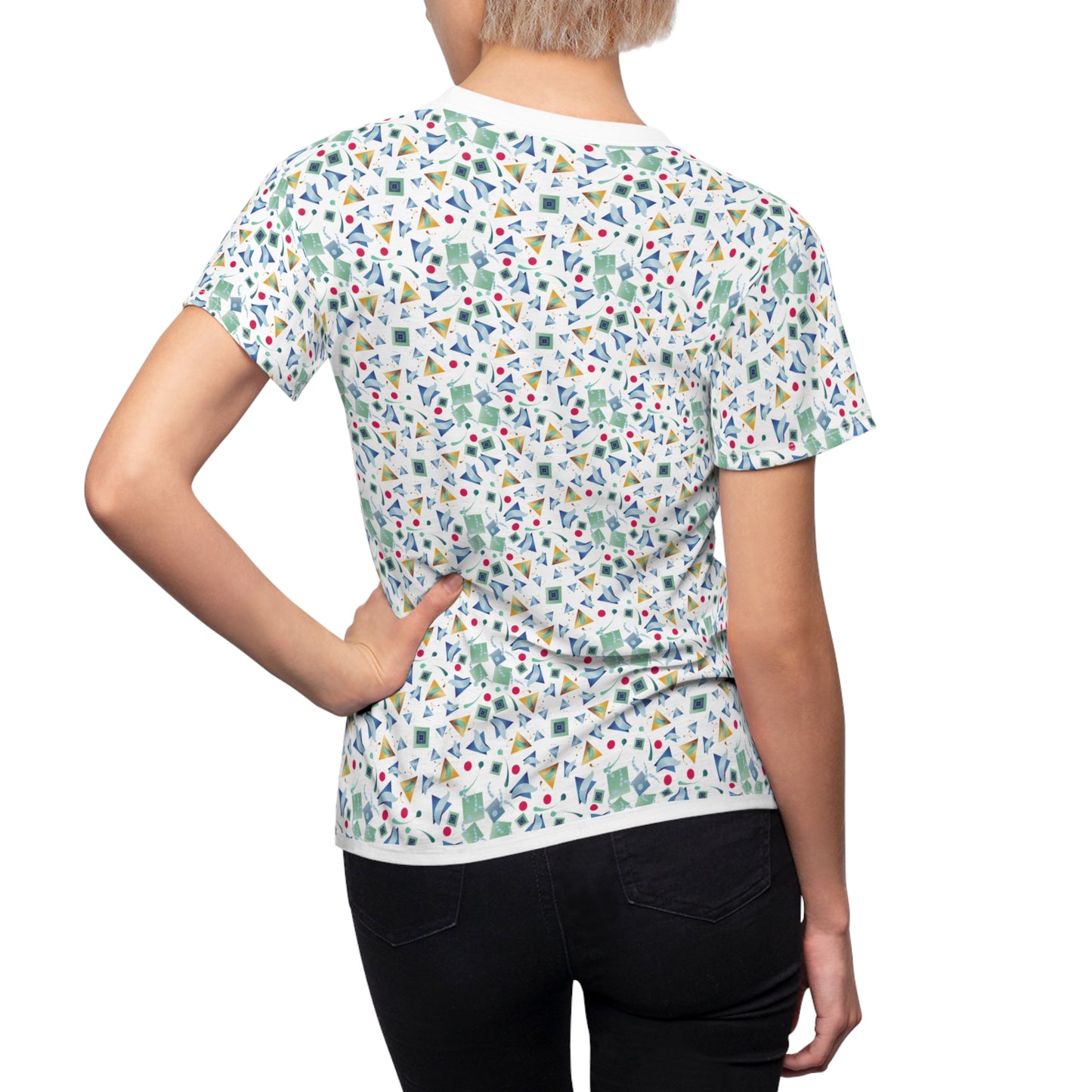 Women's Cut & Sew Tee (AOP) Kukloso Whimsical No 11 Abstract Aqua Shapes - Free Shipping