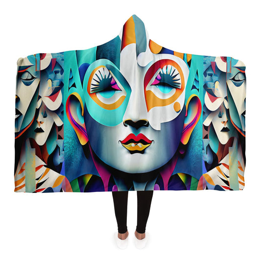 Hooded Blanket - AOP Kukloso Cubist Faces No 7 - Free Shipping