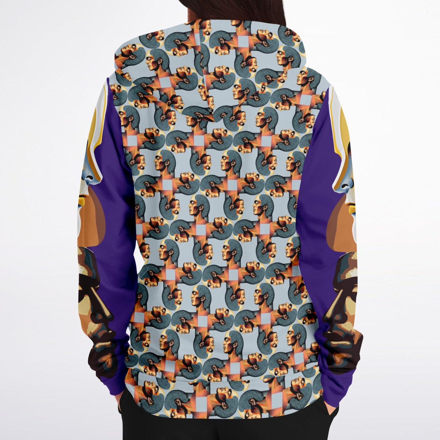 Unisex Fashion Zip-Up Hoodie - AOP Kukloso Cubist Faces No 54 Multicolored - Free Shipping