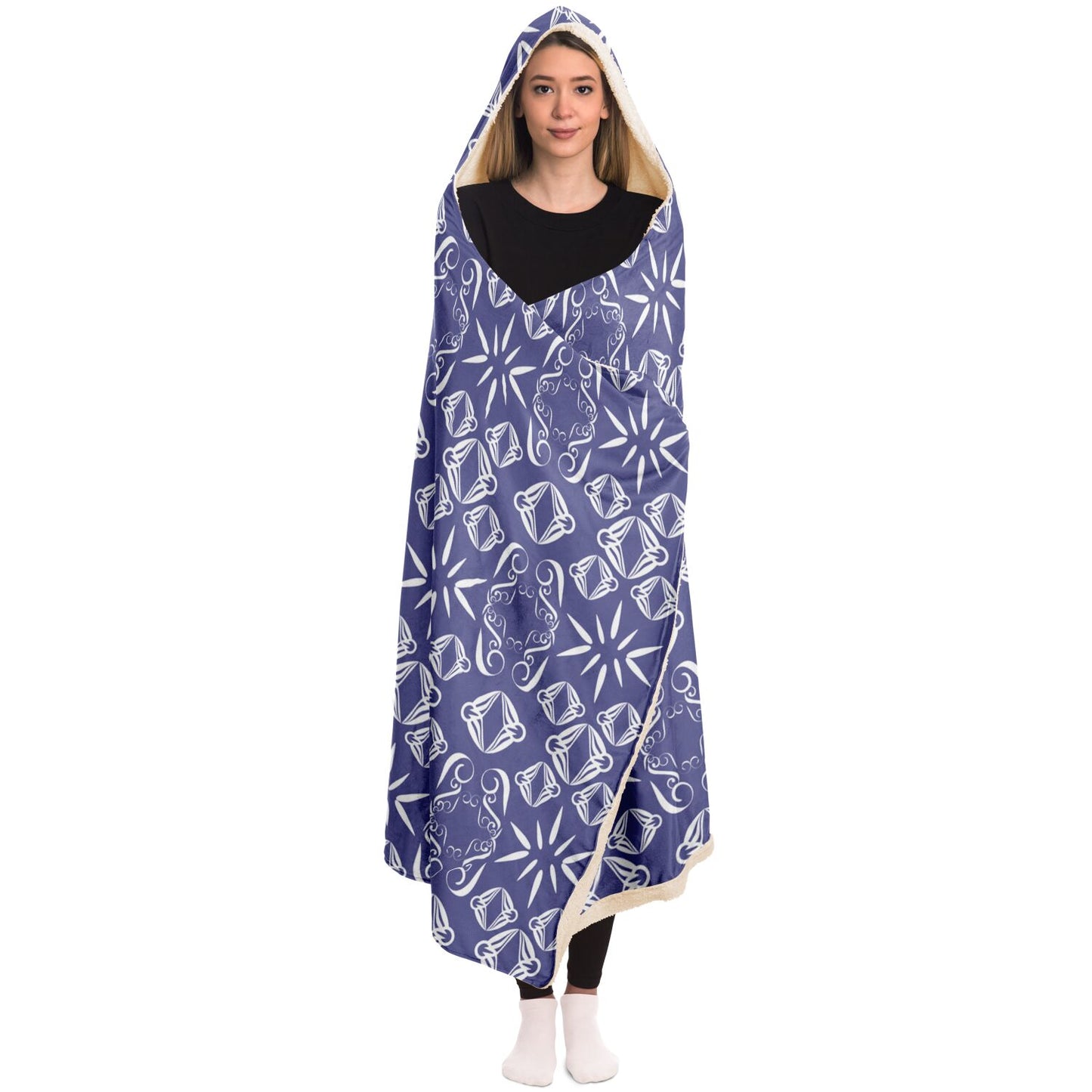 Hooded Blanket - AOP Kukloso Abstractical No 43 Shapes on Periwinkle - Free Shipping