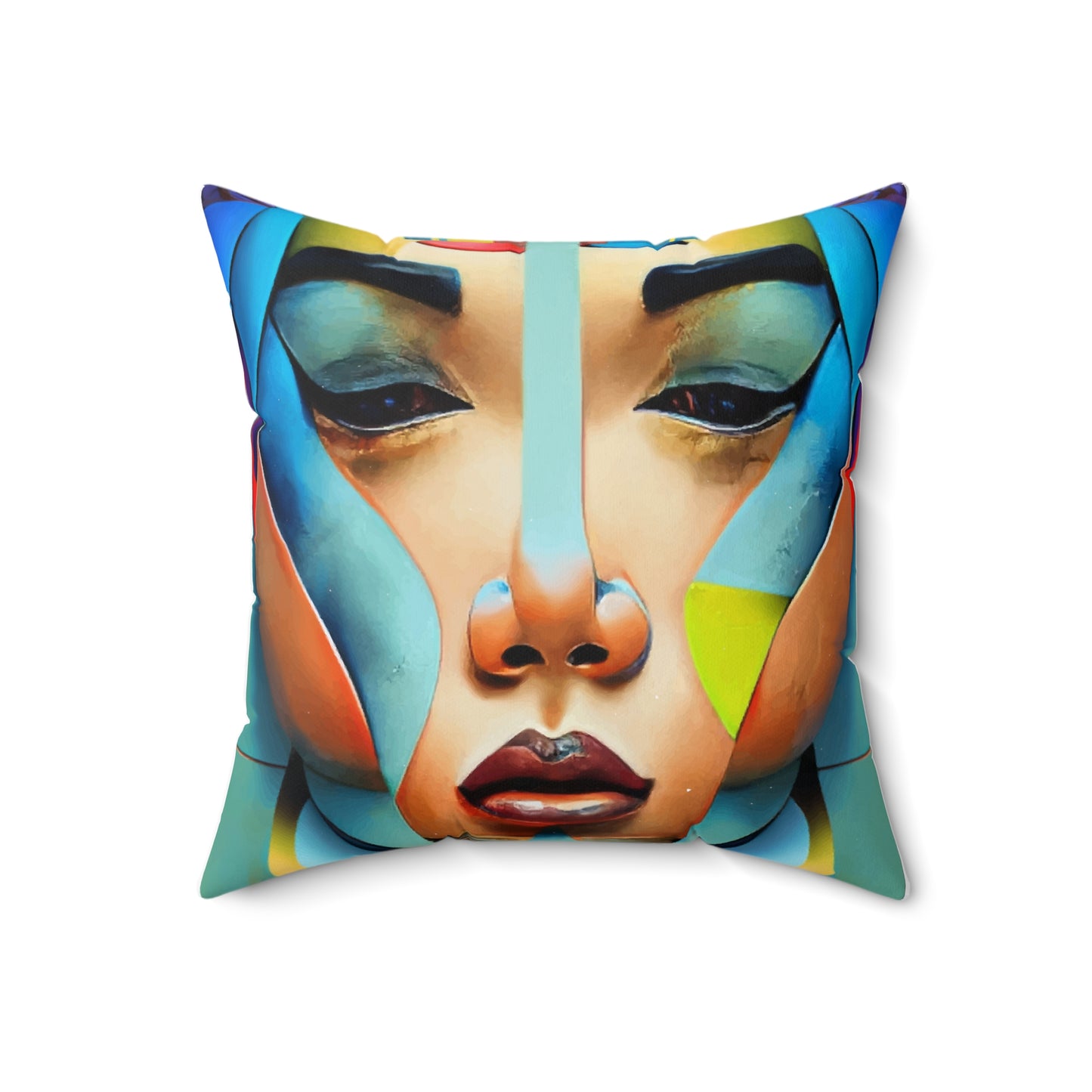 Spun Polyester Square Pillow  Kukloso Cubist Faces No 4 - Free Shipping