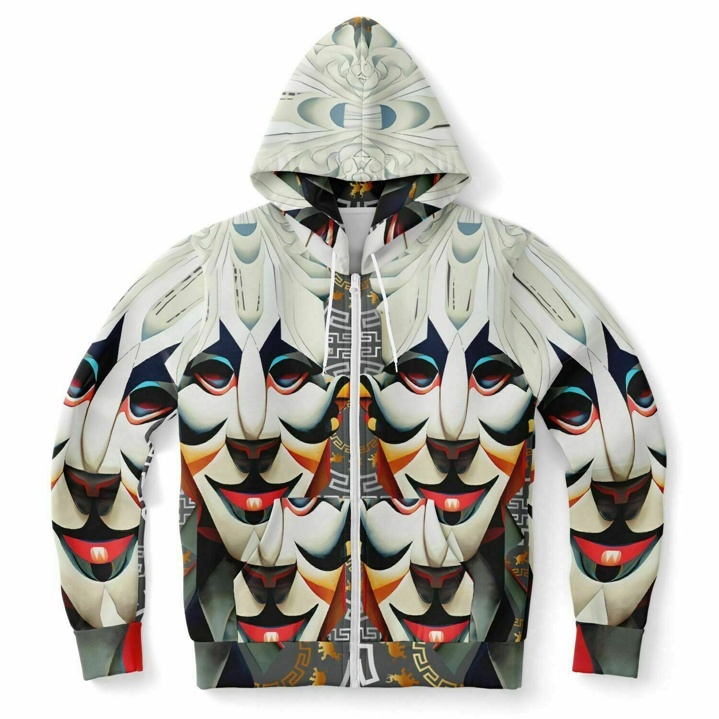 Fashion Zip-Up Hoodie - AOP Kukloso Cubist Faces No 6 - Free Shipping