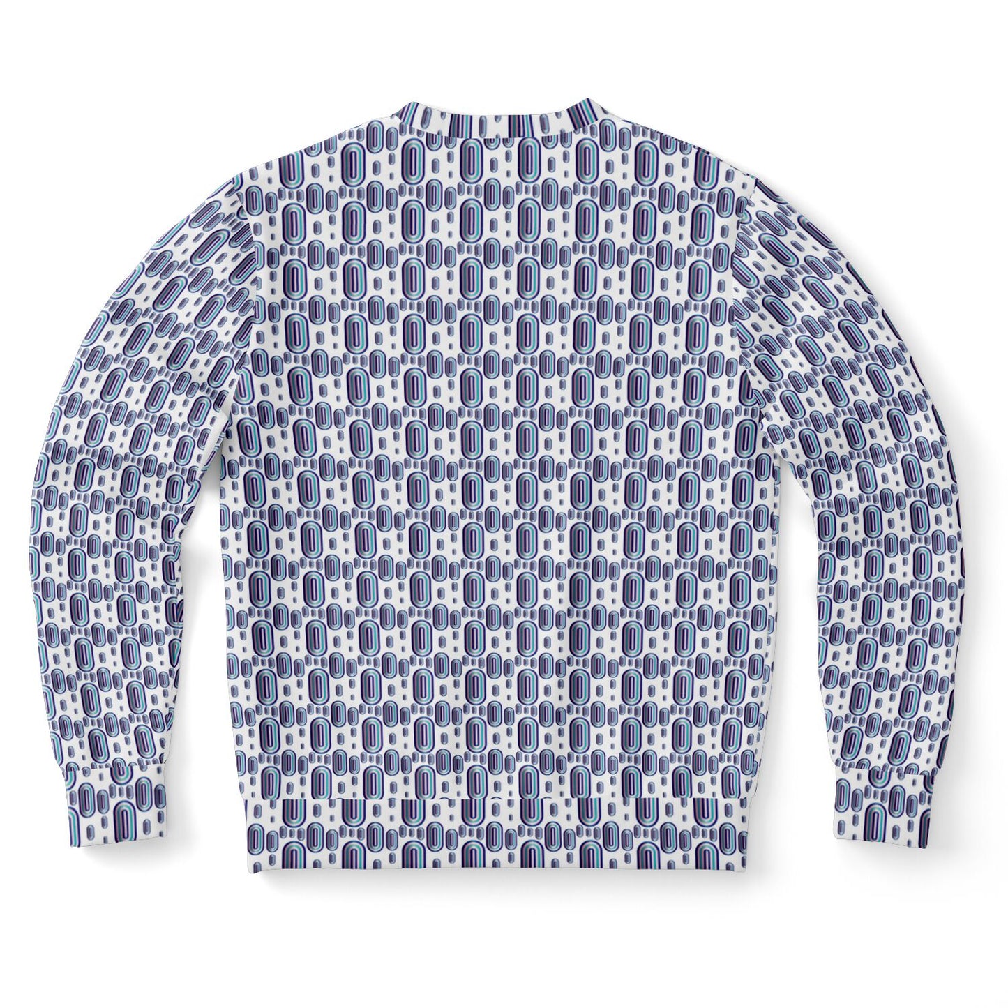 Athletic Sweatshirt - AOP  Kukloso Abstractical No 93 Navy, Aqua, Pink shapes on White - Free Shipping