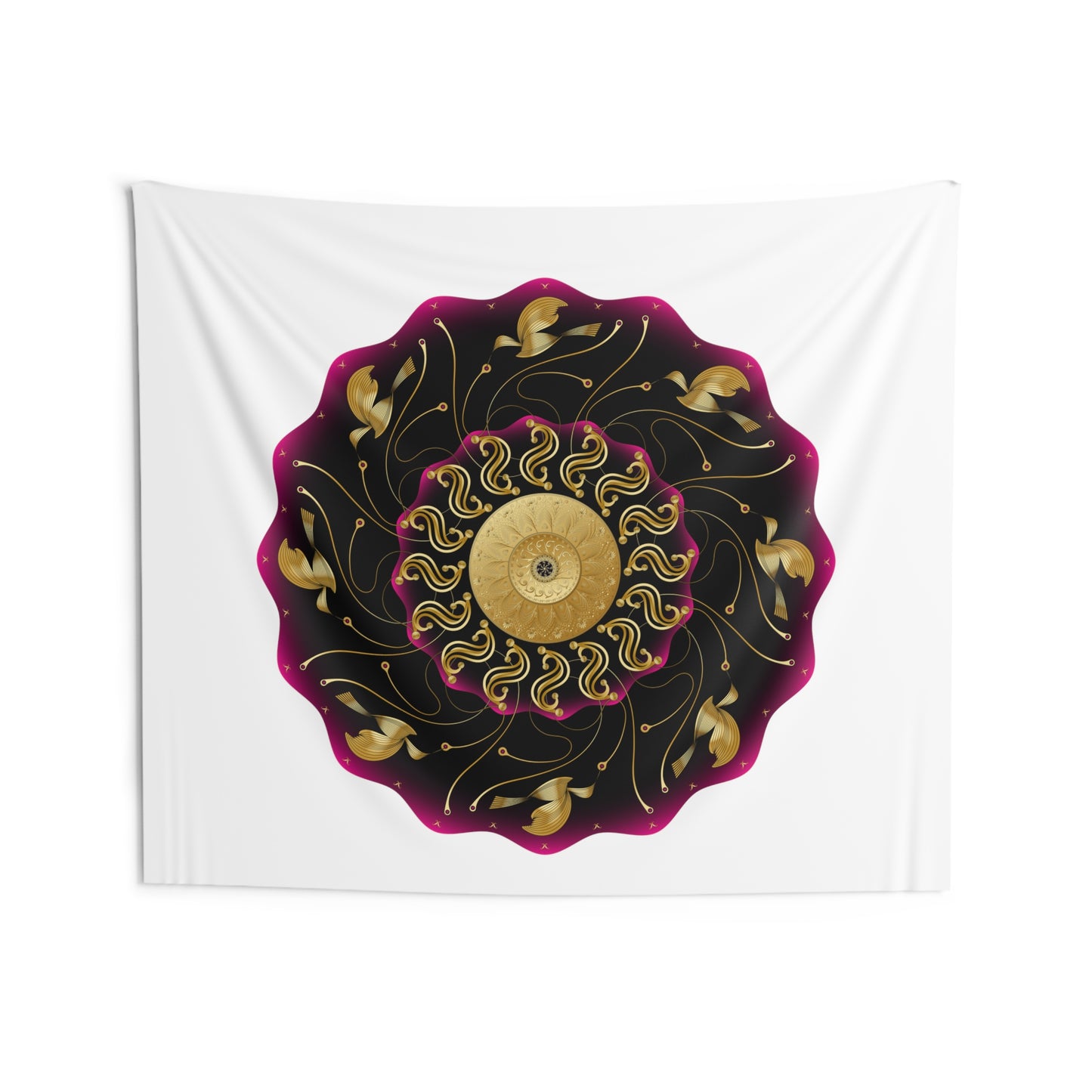 Indoor Wall Tapestries Kukloso OVC No 4166 Complex Mandala - Gold & Purple - Free Shipping