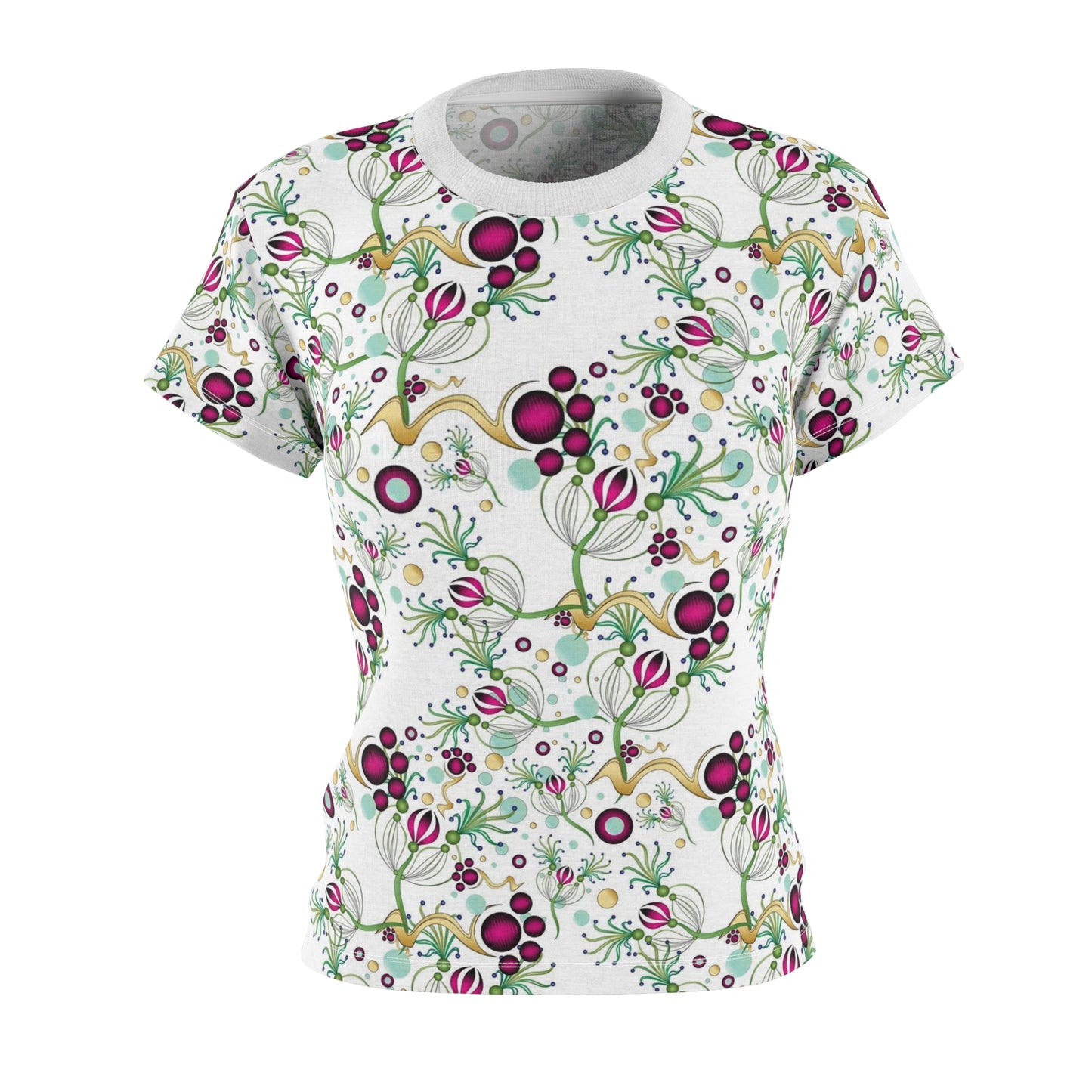 Women's Cut & Sew Tee (AOP) Kukloso Melange de fleur No 64 Multicolored on White - Free Shipping