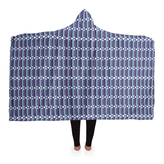 Hooded Blanket - AOP Kukloso Abstractical No 99 Aqua, Blue, Pink on White - Free Shipping