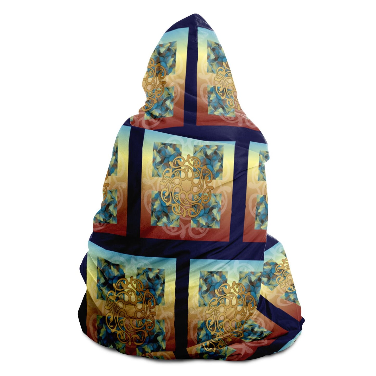 Hooded Blanket - AOP Kukloso Abstractical No 20  Abstract Pattern on Dark Navy - Free Shipping