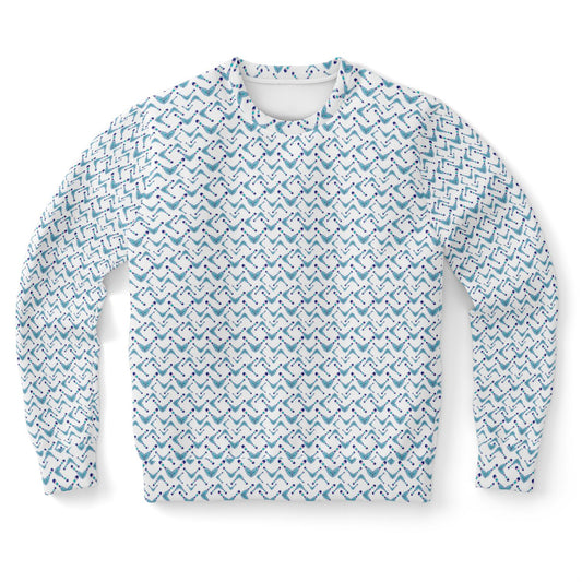 Athletic Sweatshirt - AOP  Kukloso Abstractical No 97 Navy, Aqua, Pink Crazy shapes on White - Free Shipping