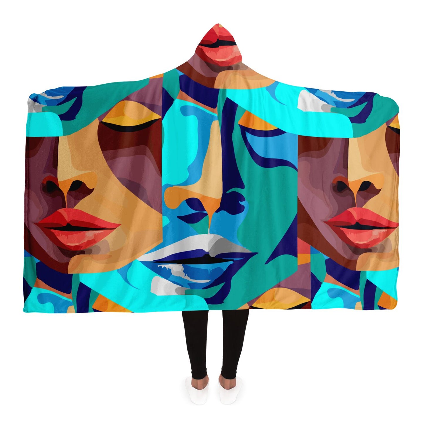 Hooded Blanket - AOP Kukloso Cubist Space Girls No 9 - Free Shipping