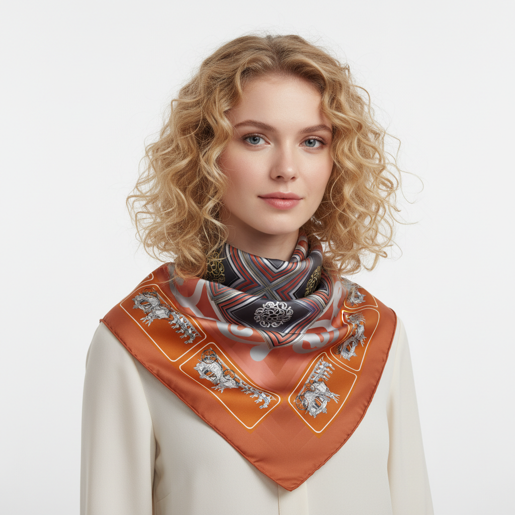 100% Silk Charmeuse Square Scarf  The Rabbit Coach Mandala