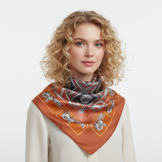 100% Silk Charmeuse Square Scarf  The Rabbit Coach Mandala