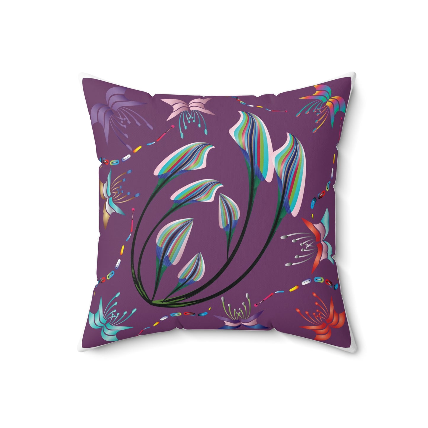 Spun Polyester Square Pillow Kukloso Melange de fleur No 47 Violet/Purple - Free Shipping