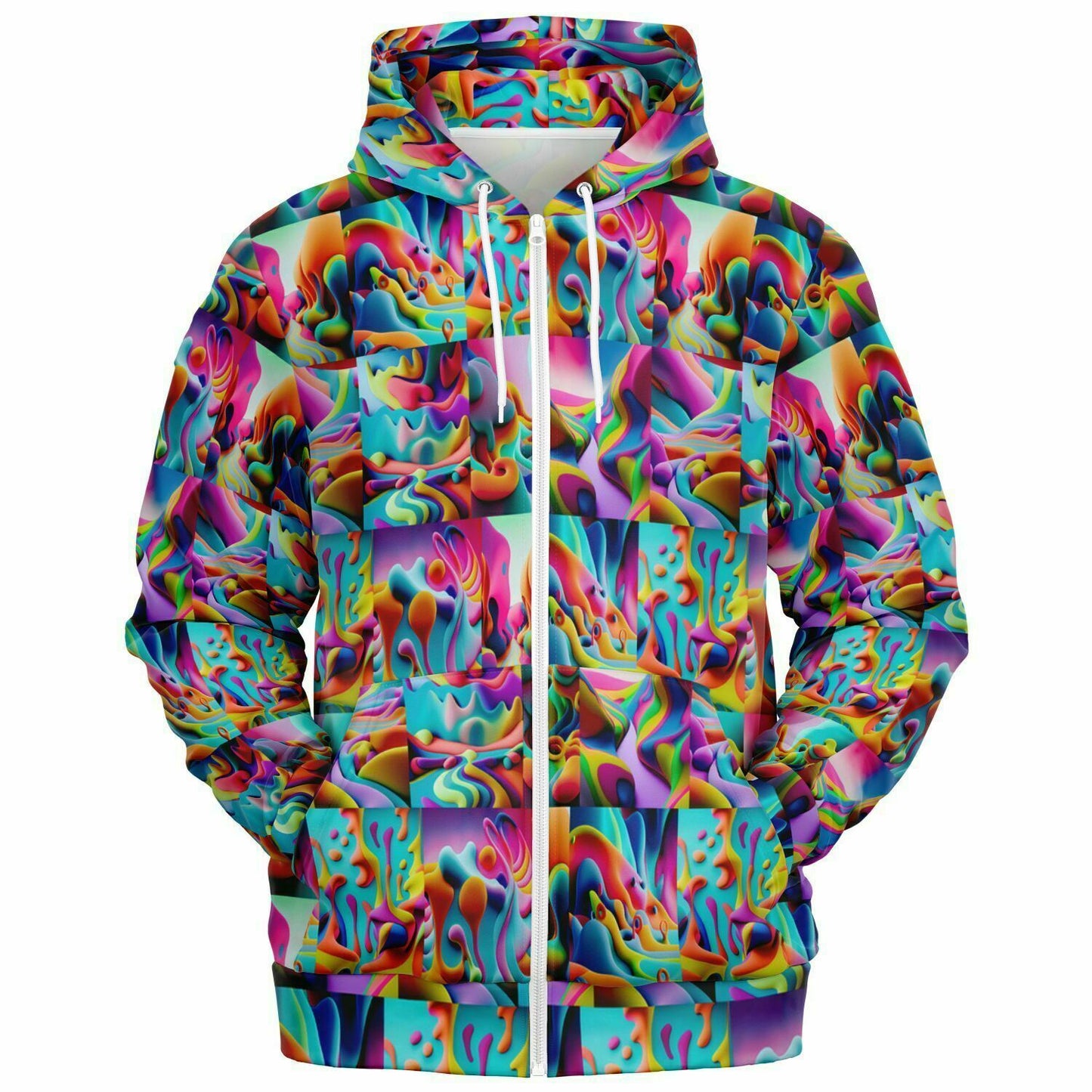 Fashion Zip-Up Hoodie - AOP Kukloso Got Color Multicolored Small Pattern - Free Shipping