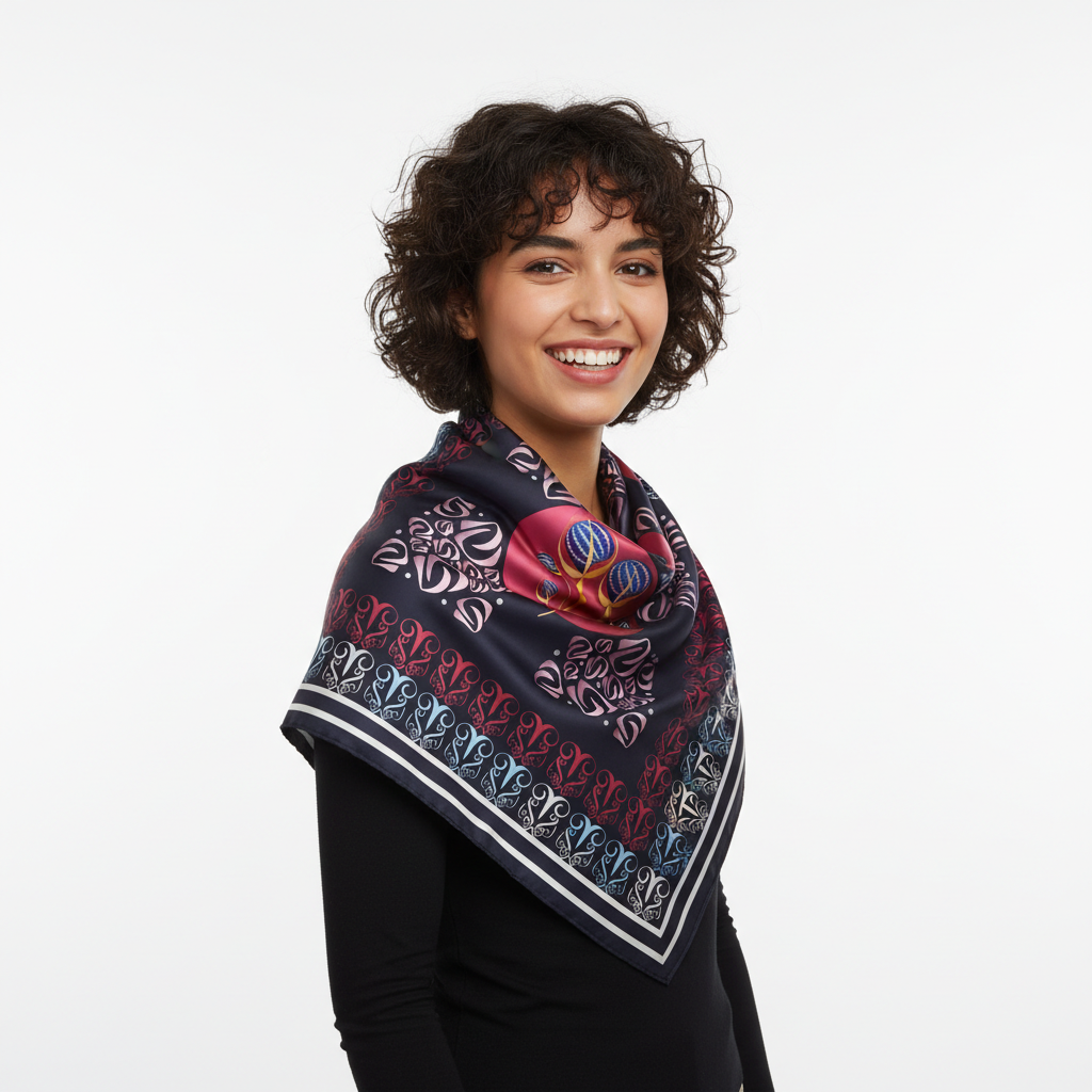 100% Silk Charmeuse Square Scarf Abstract Graphics No 5