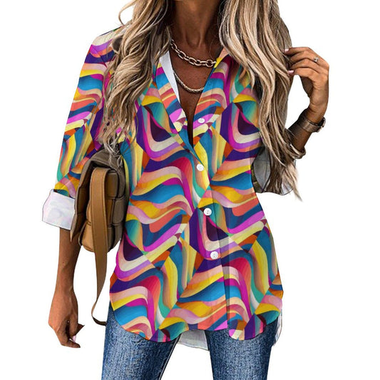 Long Sleeve Shirt Blouse Kukloso Abstract No 400