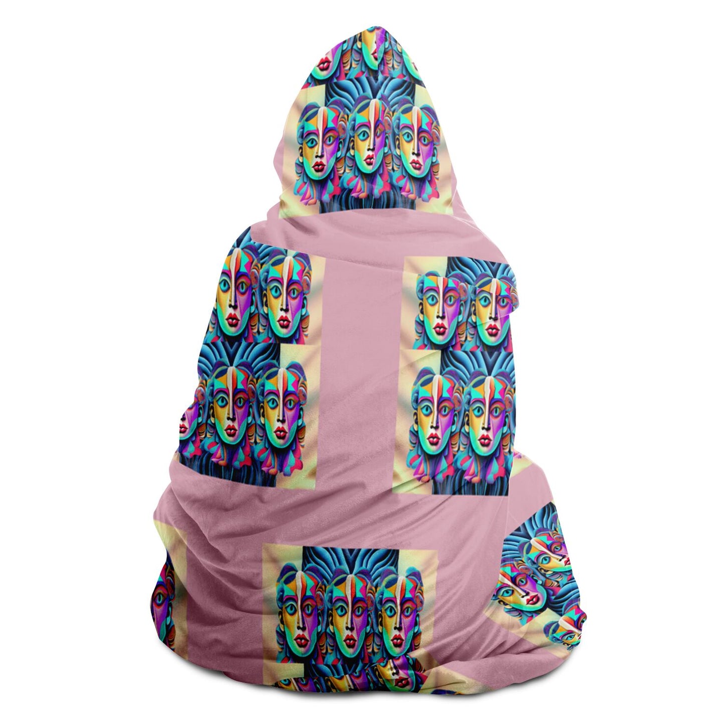 Hooded Blanket - AOP Kukloso Cubist Faces No 39- Free Shipping