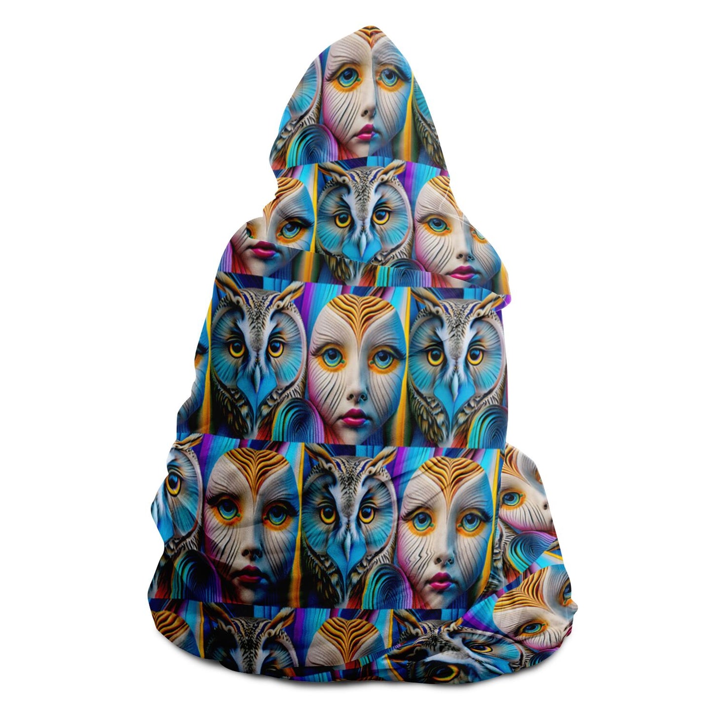 Hooded Blanket - AOP Kukloso Cubist Faces No 11 Small Pattern - Free Shipping