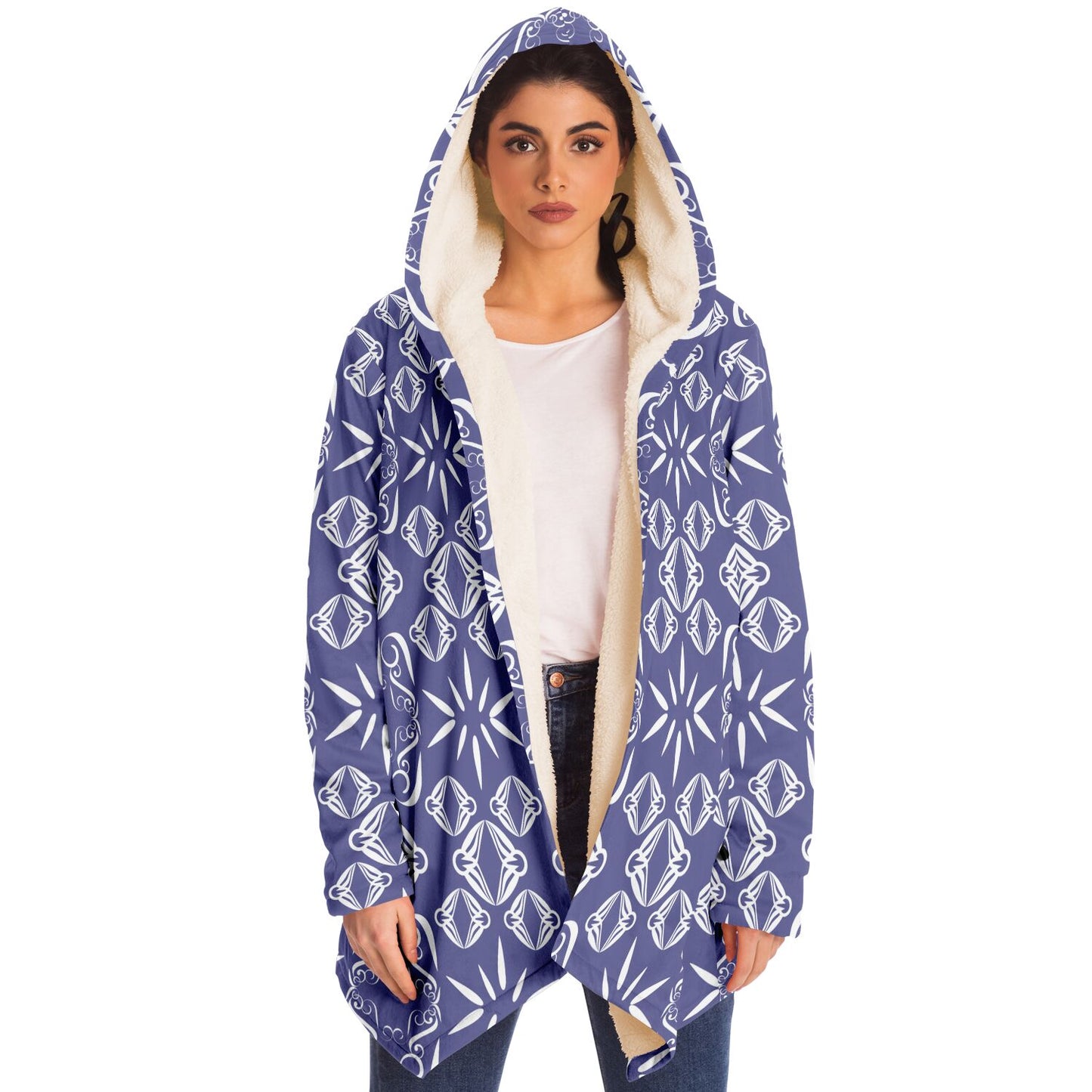 Microfleece Cloak - AOP Kukloso Abstractical No 43 Abstracts on Periwinkle - Free Shipping