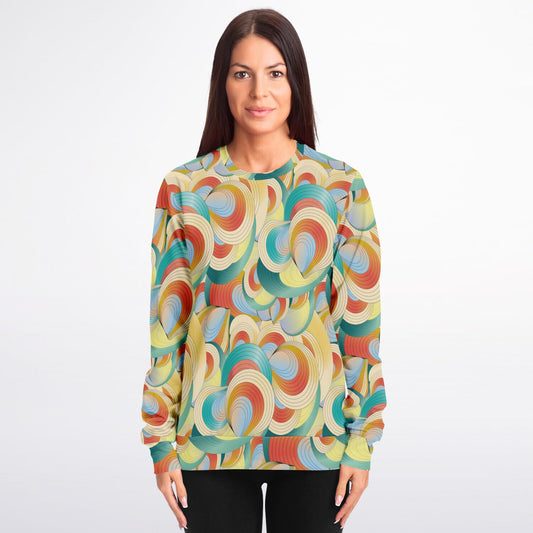 Athletic Sweatshirt - AOP  Kukloso Ice Cream Swirls No 60 Yellow, Aqua, Orange - Free Shipping