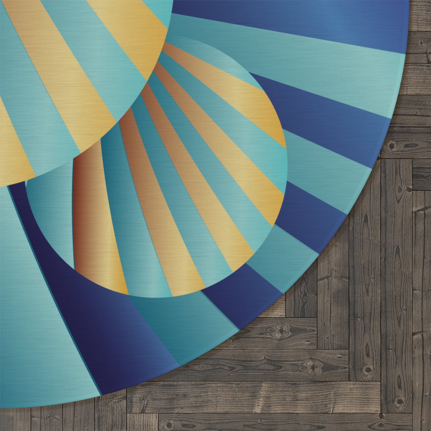 Round Rug Kukloso Abstractical No 60 Abstract Circles & shapes, Blue - Green, Gold Free Shipping