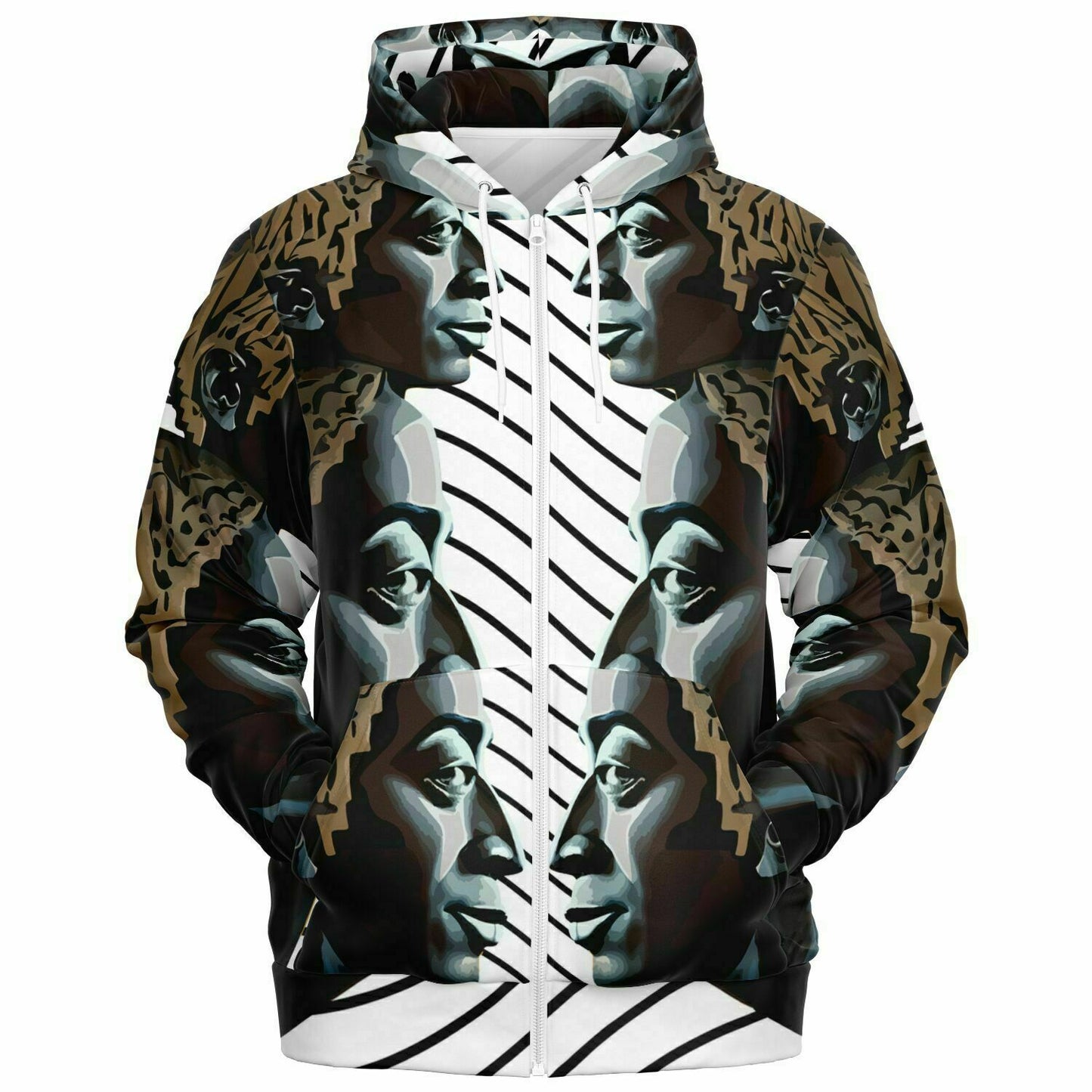 Fashion Zip-Up Hoodie - AOP Kukloso Cubist Faces No 43 C - Free Shipping