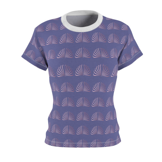 Women's Cut & Sew Tee (AOP) Kukloso Abstractical Shell Design Pink on Lavender - Free Shipping