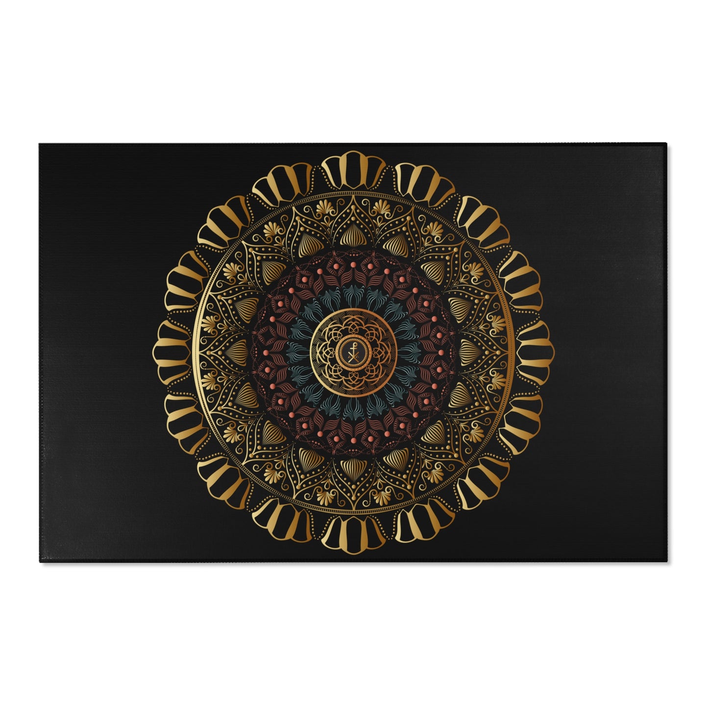 Area Rugs Kukloso Kuklos No 4438 Gold Mandala on Black - Free Shipping