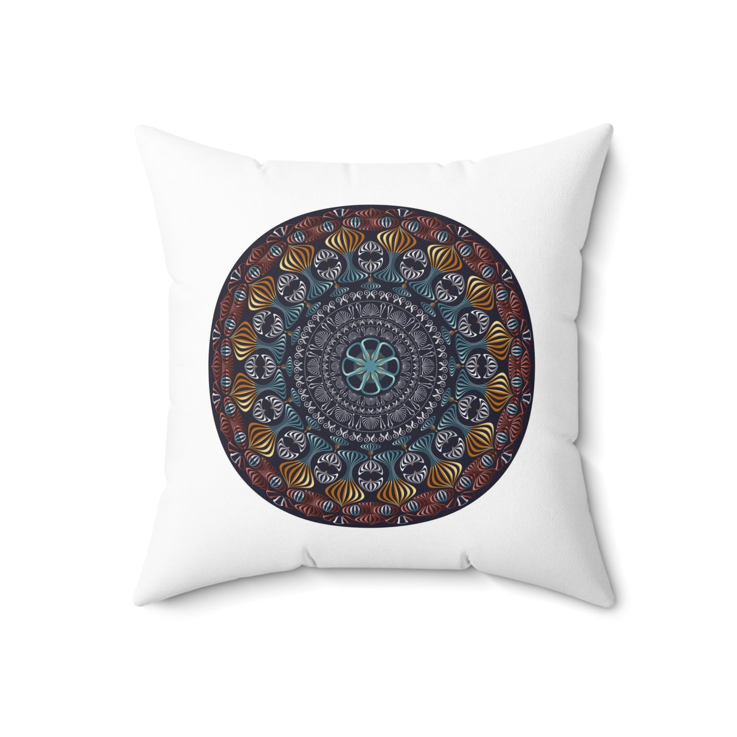 Spun Polyester Square Pillow Kukloso Mandala Circumplexical No 2232 & Mandala Kuklos No 4420 - Free Shipping