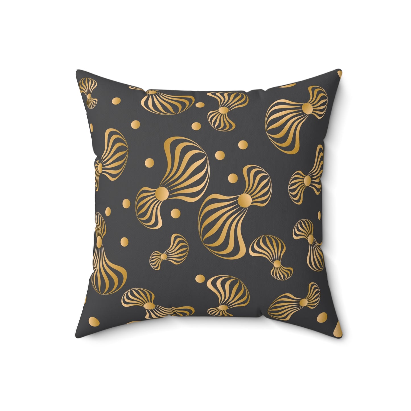 Spun Polyester Square Pillow Kukloso Whimsical No 87 Gold & Copper - Free Shipping