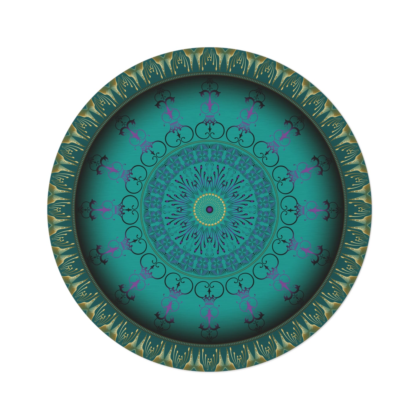 Round Rug Kukloso No 4305 Mandala Viridian Green Free Shipping