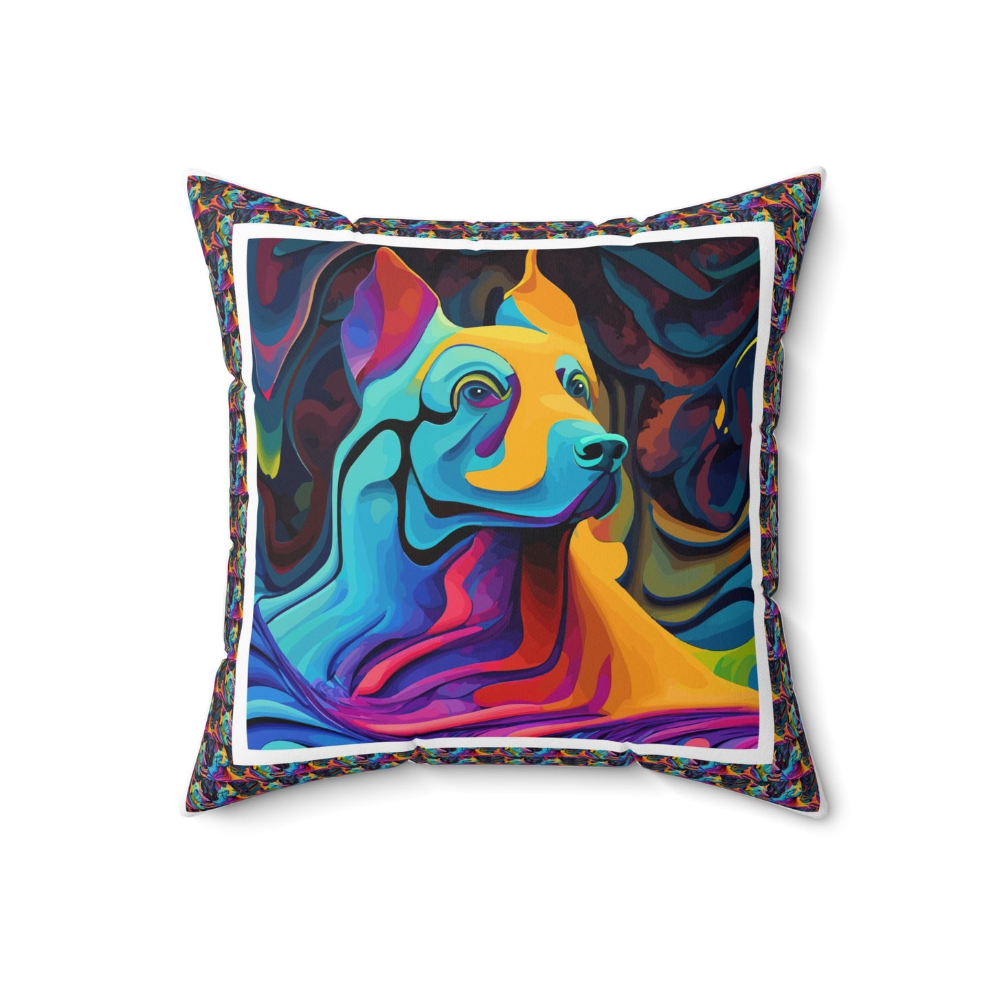 Spun Polyester Square Pillow Kukloso Liquid Colors - German Sheperd Dog - Free Shipping