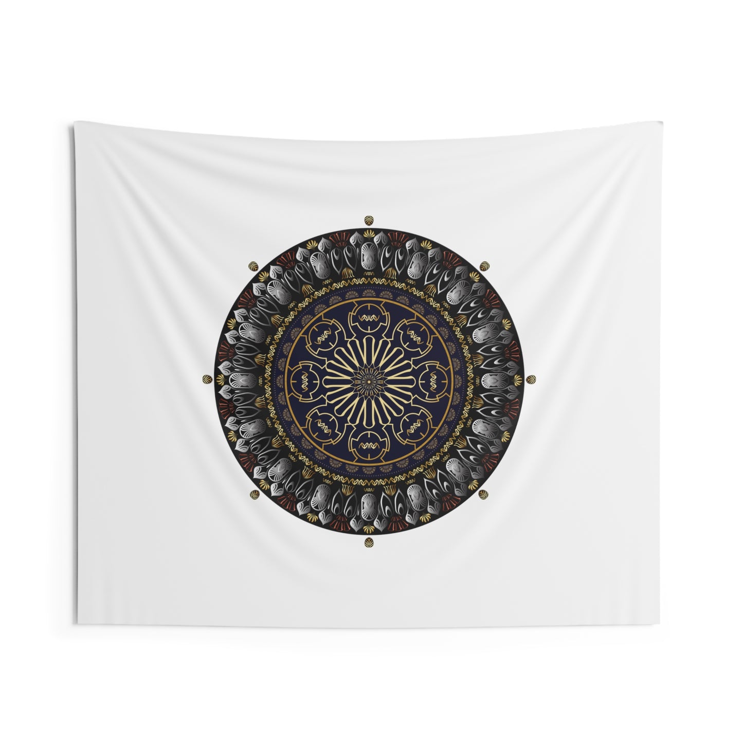 Indoor Wall Tapestries  Kukloso Kuklos No 4361Gold, Black Mandala - Free Shipping