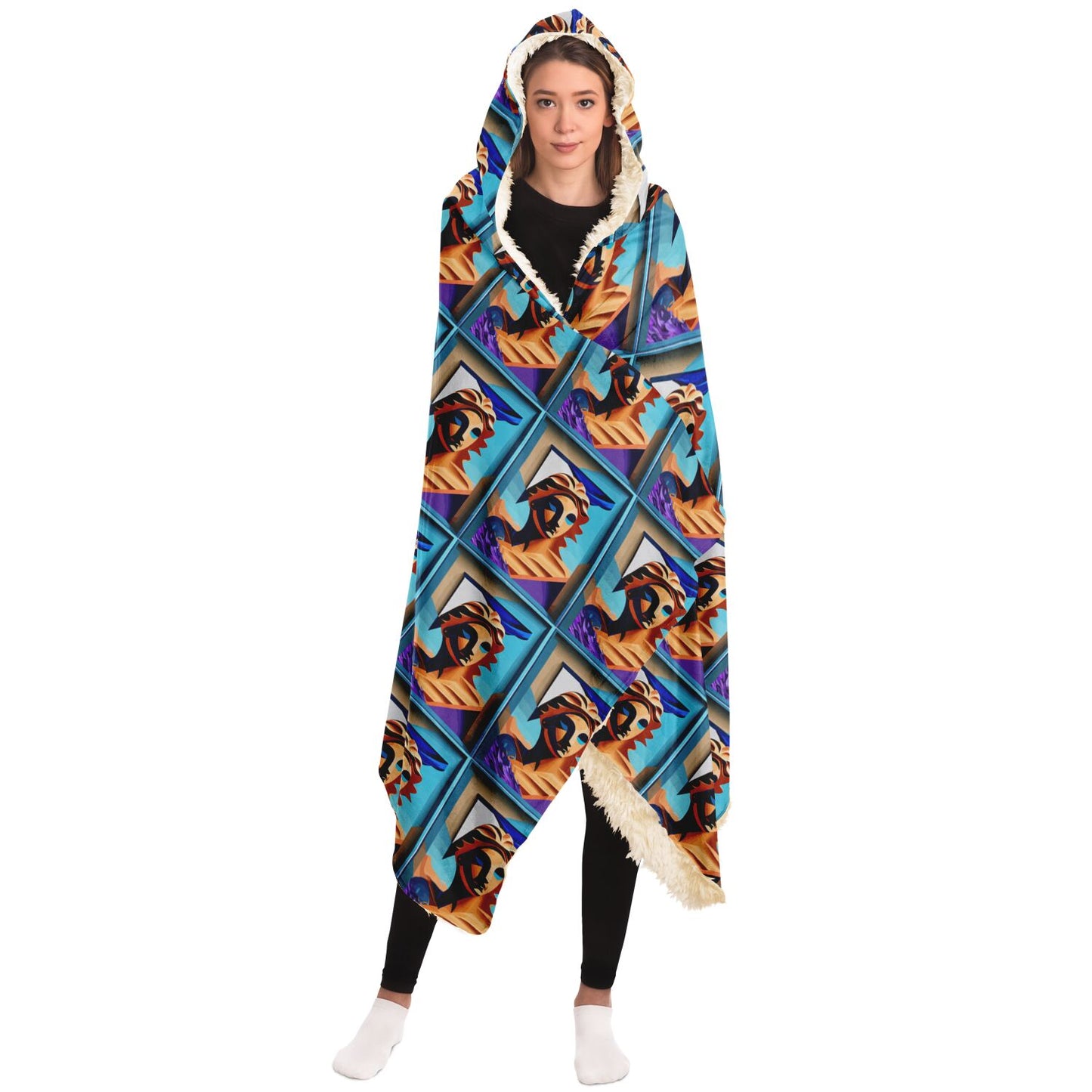 Hooded Blanket - AOP Kukloso Ancient Faces No 70 Free Shipping