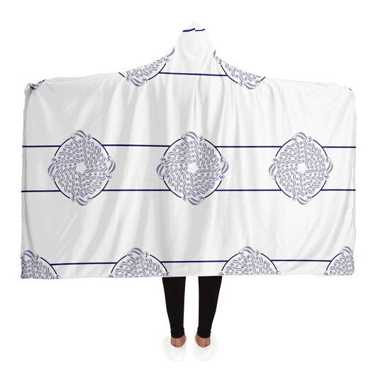 Hooded Blanket - AOP Kukloso Abstractical No 221 Blue Mandala on White - Free Shipping