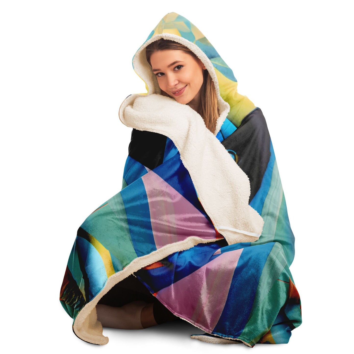 Hooded Blanket - AOP Kukloso Cubist Faces No 8- Free Shipping