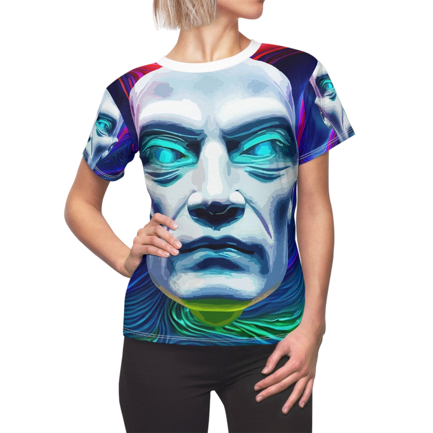 Women's Cut & Sew Tee (AOP) Kukloso Space Face No 7 Large Pattern - Free Shipping